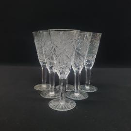 Винтажный набор бокалов 6 шт, хрусталь, 145 мм СССР.