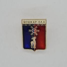Значок СССР. Йошкар Ола, герб города с лосем и снежинкой, Марий Эл. Винтажный значек.