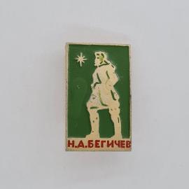Значок СССР. Н.А.Бегичев, полярник и звезда, северная тематика. Винтажный значек.