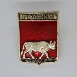 Значок СССР. Гродно, герб города с зубром, Белоруссия. Винтажный значек.