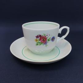 Кружка чайная кофейная, чашка фарфоровая СССР, винтажная. Цветы.