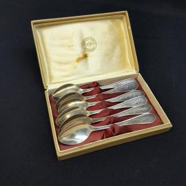 Винтажный набор чайных ложек, мельхиор, посеребрение, СССР