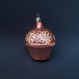 Винтажная Елочная игрушка Корзинка, стекло, СССР