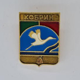 Значок СССР. Кобрин, герб города с птицей. Винтажный значек.