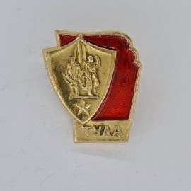 Значок СССР. Тула, памятник рабочему и воину, городская тематика. Винтажный значек.