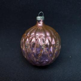 Винтажная елочная игрушка шар рифленый, стекло. СССР