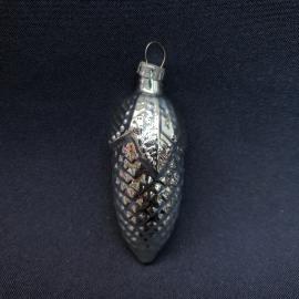 Винтажная елочная игрушка шишка серебристая, стекло. СССР