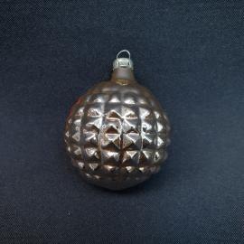 Винтажная елочная игрушка шар полульдинка, стекло. СССР