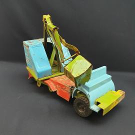 Винтажная игрушка СССР. Металлический экскаватор на колесной базе, детская строительная машина