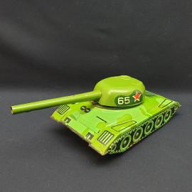 Винтажная игрушка СССР. Жестяная модель танка зеленого цвета, коллекционный детский предмет