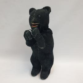 Винтажная игрушка СССР. Механический медведь на задних лапах, плюшевый черный медвежонок