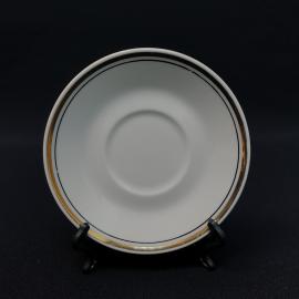 Блюдце фарфоровое винтажное СССР. Белое с золотистой каймой, для чайной пары, Ilmenau Германия