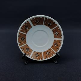 Винтажное блюдце СССР. Фарфор Germand, коричневый геометрический орнамент, сервировочная посуда