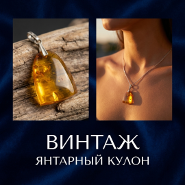 Винтажная подвеска СССР. Янтарь, украшение из советской бижутерии.
