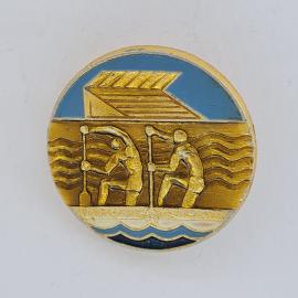 Значок СССР. Гребля, лодка и гребцы, спорт. Винтажный значек.