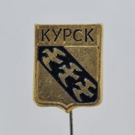 Значок СССР. Курск, городской герб с куропатками. Винтажный значек.