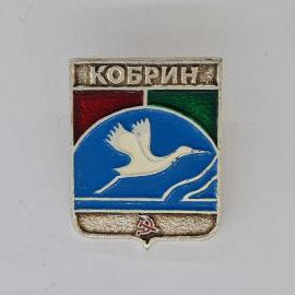 Значок СССР. Кобрин, герб города, птица над водой. Винтажный значек.