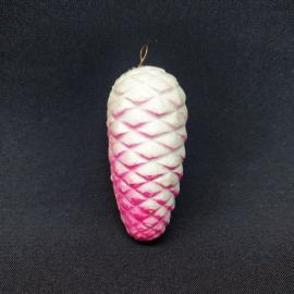 Елочная игрушка новогодняя. Винтажная СССР, шишка розово белая, подвесное украшение на елку