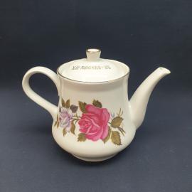 Заварочный чайник фарфоровый, винтажный СССР. Роспись цветами.