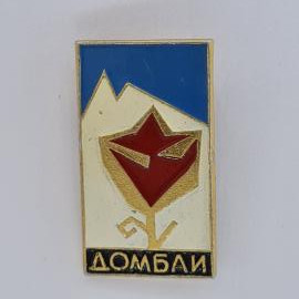Значок СССР. Домбай, горы, туризм. Винтажный значек.