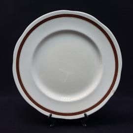 Тарелка фарфоровая винтажная СССР. Кузнецова. Бордюр, роспись золотом.