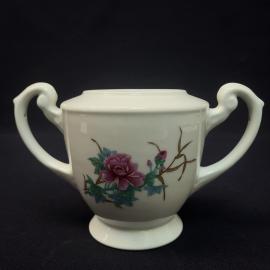 Сахарница фарфоровая винтажная, СССР. Цветы, розовая роза.