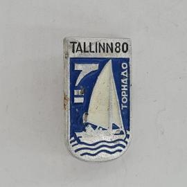 Значок СССР. Tallinn 80, Торонто, парусник и волны, спорт, парусная регата. Винтажный значек.