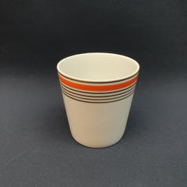 Кружка чайная кофейная, чашка фарфоровая СССР, винтажная. Полосы, оранжевый ободок.