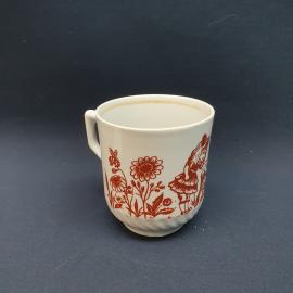 Кружка чайная детская , чашка фарфоровая СССР, винтажная. Сказочные герои, цветы.