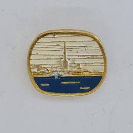 Значок СССР. Парусник на воде, морская тематика. Винтажный значек.