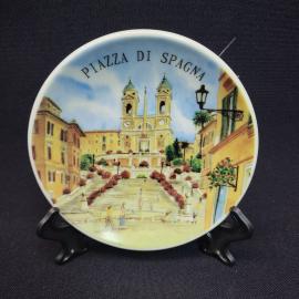 Винтажная декоративная тарелка СССР. Piazza di Spagna, настенное панно с видом Рима