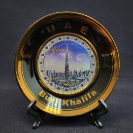 Винтажная декоративная тарелка СССР. Дубай, Burj Khalifa, настольный сувенир с позолотой