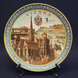 Винтажная декоративная тарелка СССР. Вена, Vienna. Настенная сувенирная посуда с видом города