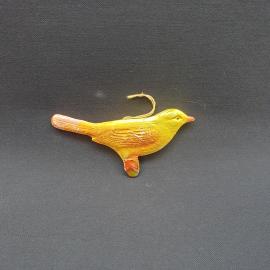 Винтажная елочная игрушка СССР. Птичка из стекла на подвесе, новогоднее украшение СССР