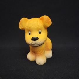 Винтажная игрушка СССР. Резиновый щенок с зеленым ошейником, коллекционная фигурка детская