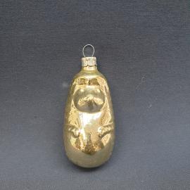 Винтажная елочная игрушка СССР. Стеклянный медведь, новогоднее украшение золотистого цвета