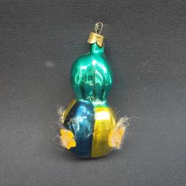 Винтажная елочная игрушка СССР. Стеклянный попугай на подвеске, новогоднее украшение елки