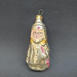 Винтажная елочная игрушка ссср. Стеклянная фигурка доктор в халате, новогоднее украшение