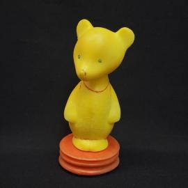 Винтажная игрушка неваляшка Мишка. Пластиковая фигурка СССР для коллекции и интерьера