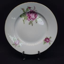 Тарелка глубокая винтажная времен СССР. Фарфор, розы. Made in Czechoslovakia, 18 см