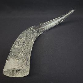 Винтажная ваза рог из хрусталя СССР. Декоративный сосуд для интерьера и сервировки стола
