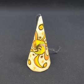 Винтажная елочная игрушка СССР. Подвеска конус из бумаги с орнаментом для новогоднего декора