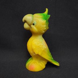 Винтажная игрушка СССР. Резиновый попугай, декоративная фигурка птицы для коллекции и интерьера