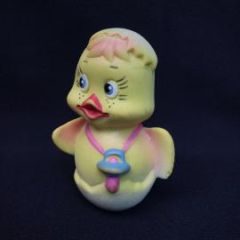 Винтажная игрушка ссср. Резиновый утенок в скорлупе с пустышкой, детская фигурка для коллекции