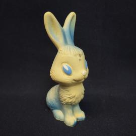 Винтажная игрушка СССР. Резиновый зайчик голубой, коллекционная фигурка для интерьера и витрины
