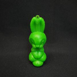 Винтажная игрушка СССР. Резиновый зайчик зелёный, детская фигурка для коллекции и декора