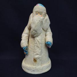 Винтажная новогодняя фигура деда мороза СССР. Елочное украшение из ваты, настольный декор
