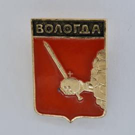 Значок СССР. Вологда, герб города с мечом и державой. Винтажный значек.