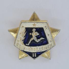 Значок СССР. Мурманск, бегун, спорт. Винтажный значек.