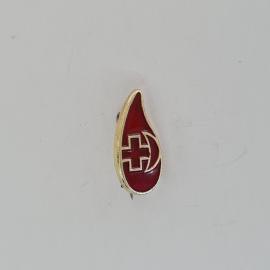 Значок СССР. Красная капля, медицинский крест, донорство. Винтажный значек.